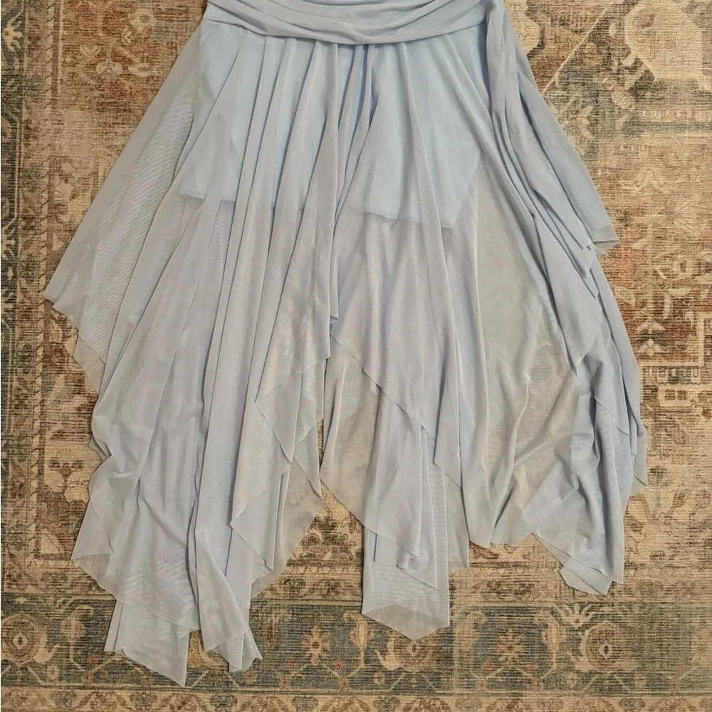 Chic Asymmetrical Light Blue Dress - Picture 3 of 4